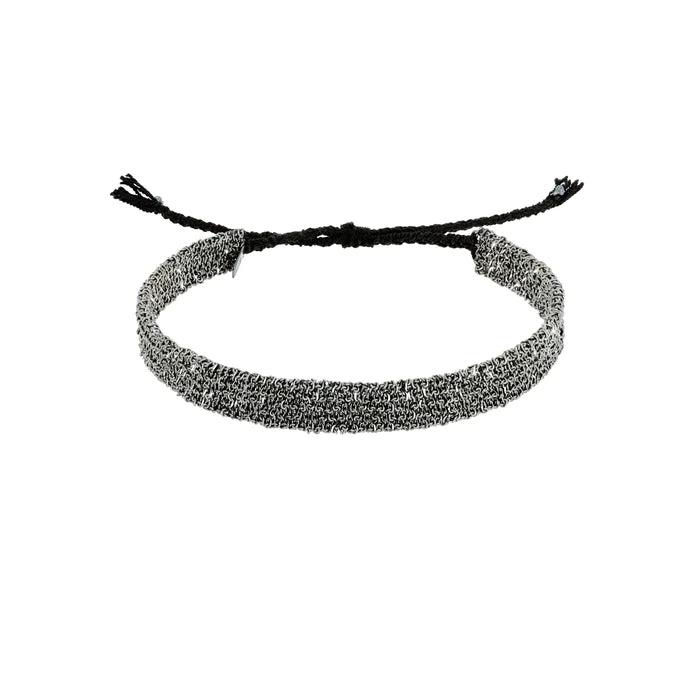 Thin Woven Chain Bracelet - Ruthenium