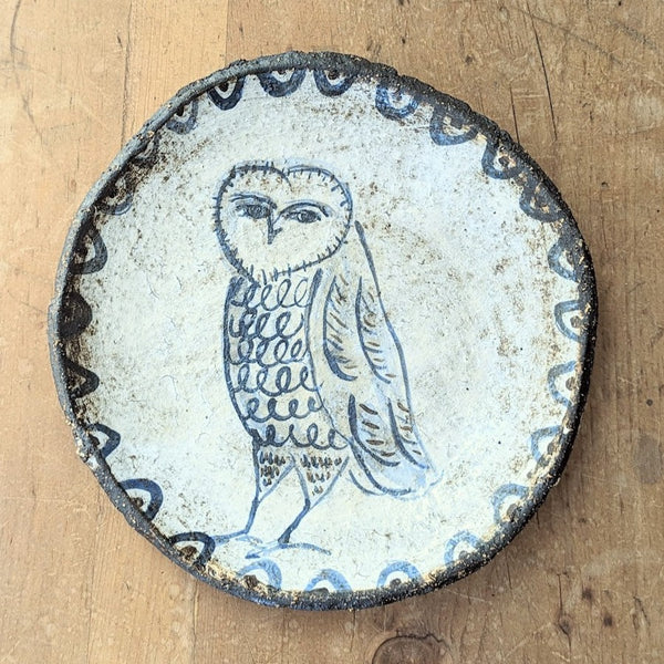 charlotte salt handmade ceramic black textured clay owl plate sowa boston pottery gift shop boutique 