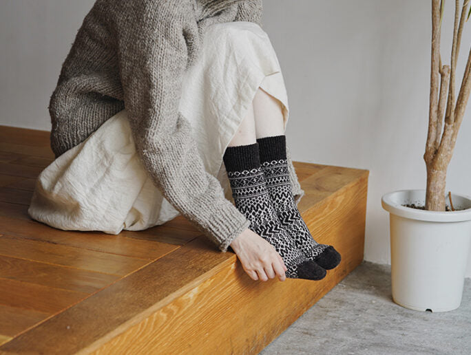 Nishiguchi Kutsushita wool jacquard socks boston gift shop sowa boutique