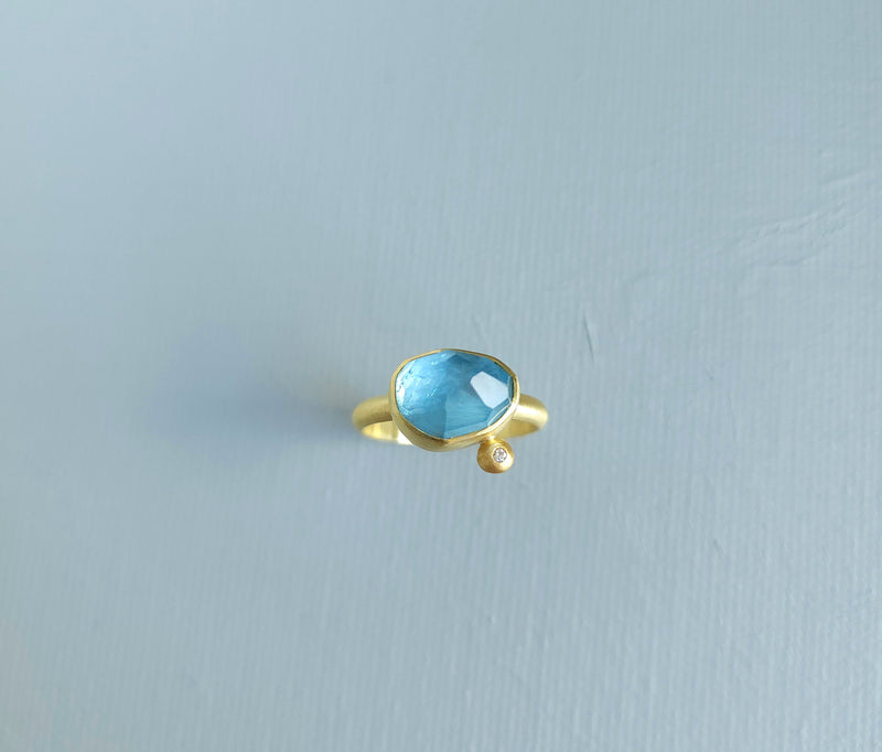 Heather Guidero shop boston aquamarine ring 18k gold diamond
