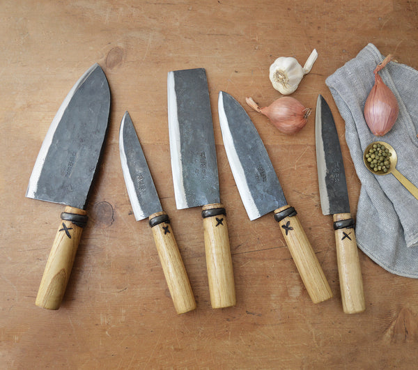 Master Shin Korean Knife made of carbon steel repurposed from railroad tracks. Kitchen knife, vegetable knife, sashimi knife, chef's knife. Korean Kitchen Knives in Boston. SoWA boutique