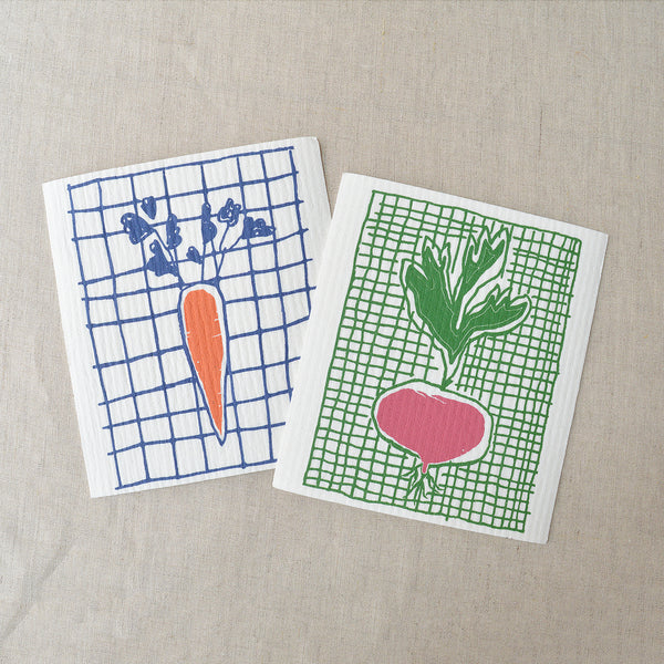 Adorable Swedish cloth with printed vegetable illustration. Swedish Cloths - marvelously absorbent dishcloths; they are a wonder in the kitchen!