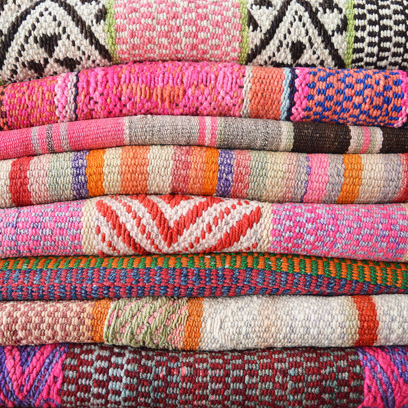 Vintage Peruvian rug, textile, frazada made on back looms in the Andes mountains in Peru, by indigenous Quechua craftsmen/women - and passed on for generations. They can be used as rugs, heavy blankets or wall hanging and will add warmth and color to any room.