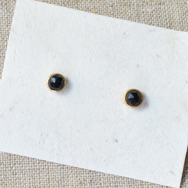 River song black chalcedony dot studs mexico Boston SoWA boutique earrings gold sterling silver shop boston  jewelry handmade