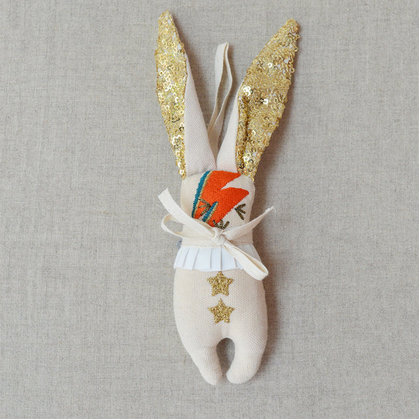 Skippy Cotton Bowie Ziggy Bunny embroidered lavender ornament shop Boston  sowa gift shop small business holiday decorations boutique store