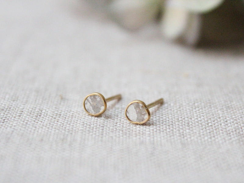 Golden diamond slice stud earrings  River Song shop boston sowa jewelry store boutique gift shop 