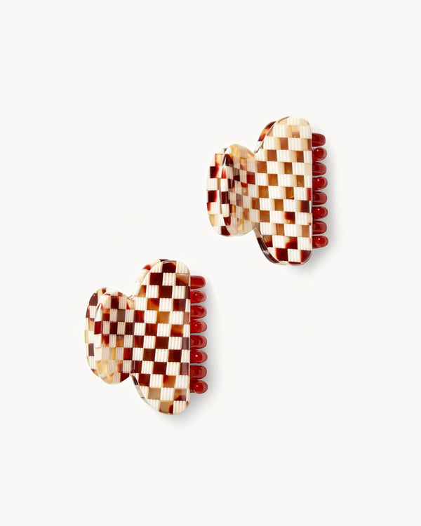 Twin Heirloom Claws in Tortoise Checker