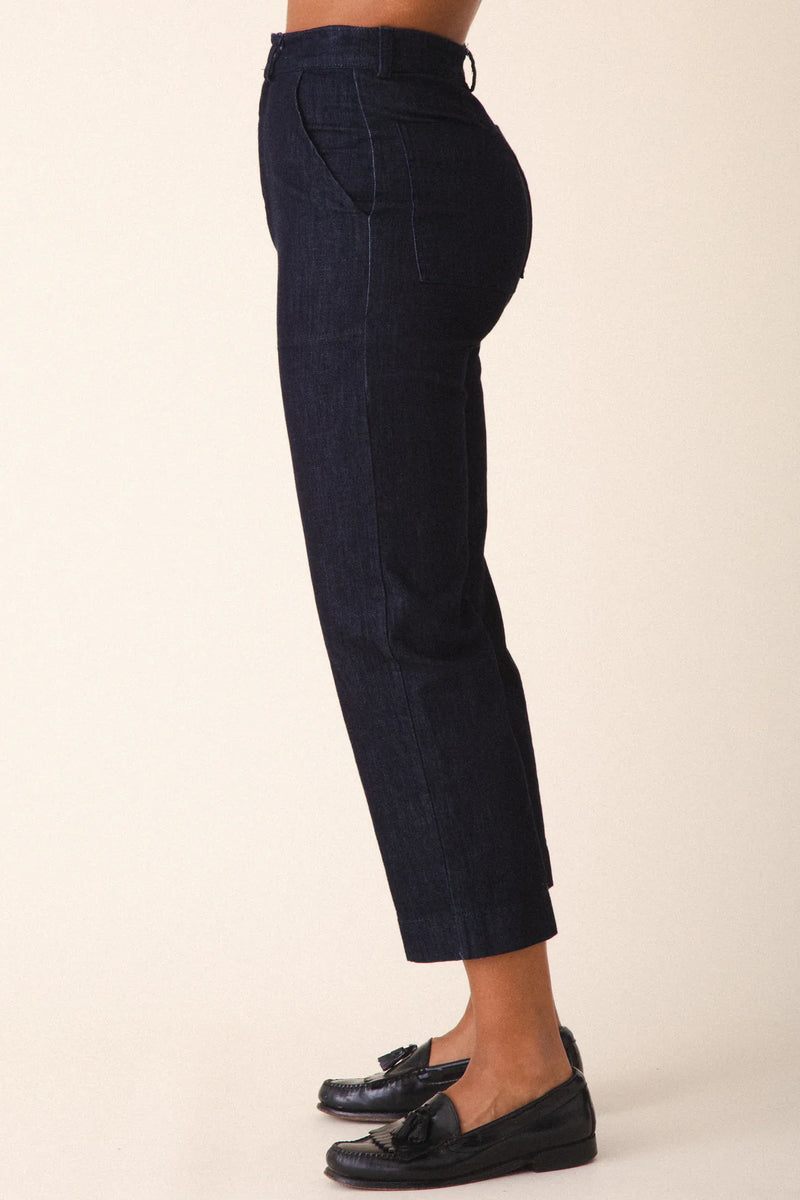 Prairie Underground Denim Boiler Pant indigo cotton twill jeans made in USA made in Seattle shop Boston sowa gift store women's fashion boutique