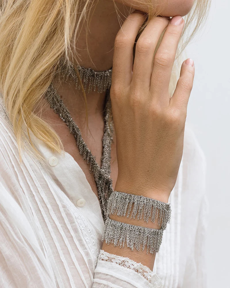 Marie Laure Chamorel braided Chain open fringe necklace bracelet choker jewelry store sowa boston gift shop small business boutique