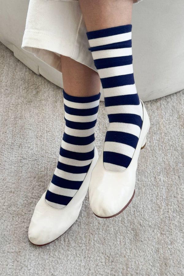 Le Bon Shoppe Wally Socks | Charcoal and Black  Stripe