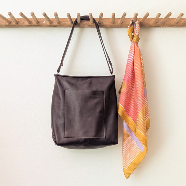The Everyday Carryall - Zipper Closure - Chocolate  Italian Leather