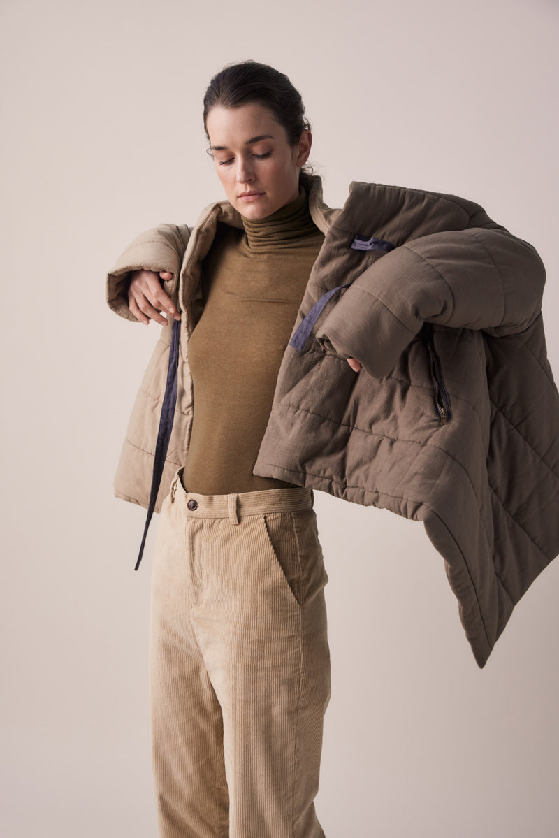 Amente blanket quilt jacket coat Sustainable fashion apparel shop Boston boutique