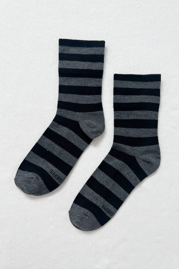 Le Bon Shoppe Wally Socks | Charcoal and Black  Stripe