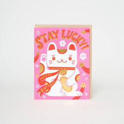 Stay Lucky Cat Greeting Card