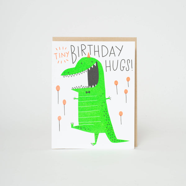 Birthday Tiny Hugs Dino Letterpress Greeting Card