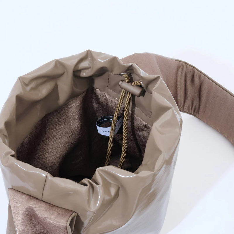 Mate Mono Tekateka shiny drawstring puffy shoulder crossbody bag clutch purse sustainable eco friendly recycled upcycled Made in Japan Japanese gift shop Boston Sowa boutique gift store