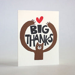 Fugu Fugu Letterpress Greeting Card notecard Boston Gift Shop Sowa Gift Store Independent Boutique thank you illustrated bear