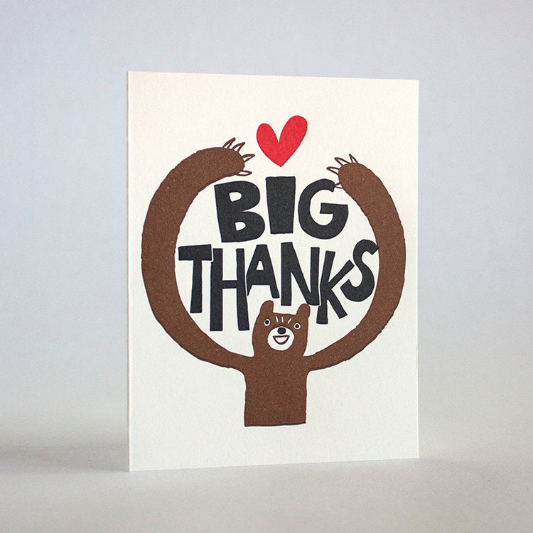 Fugu Fugu Letterpress Greeting Card notecard Boston Gift Shop Sowa Gift Store Independent Boutique thank you illustrated bear