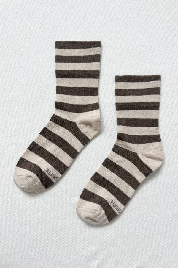 Wally Socks: Wide / Brown Stripe