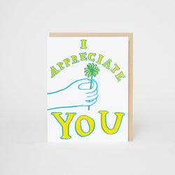 Appreciate You Flower Letterpress Greeting Card