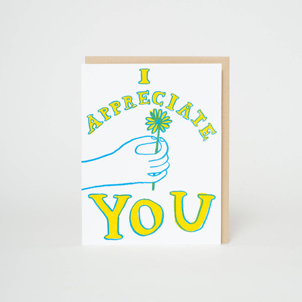 Appreciate You Flower Letterpress Greeting Card