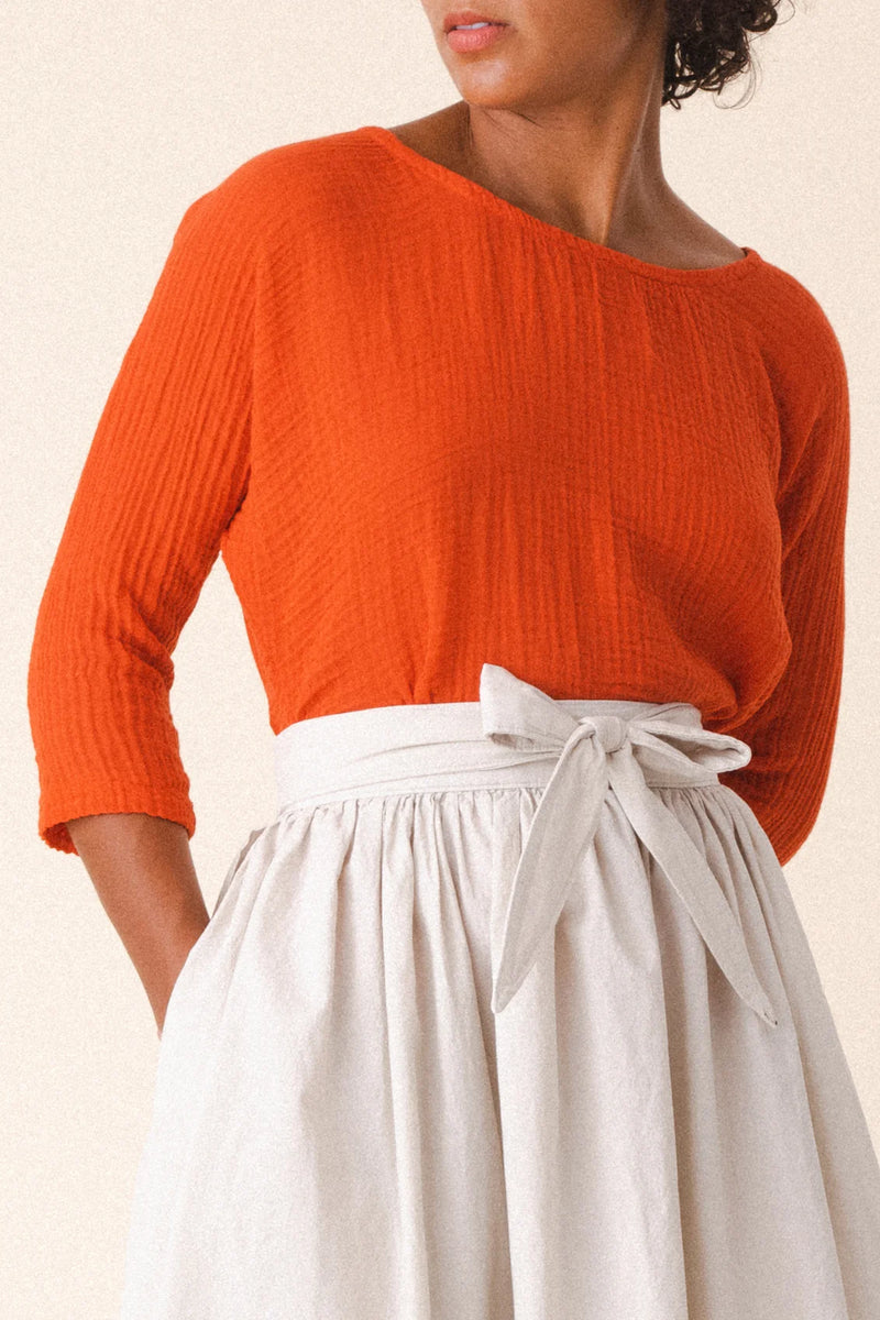 Prairie Underground Cotton muslin structured interval wrap skirt midi knee lenth made in USA made in Seattle Washington shop Boston sowa gift store women's fashion boutique 