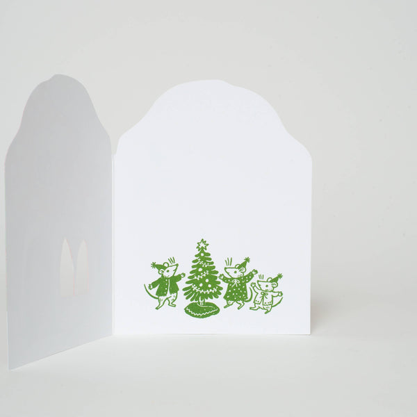 Merry Mushroom House Letterpress Holiday Greeting Card