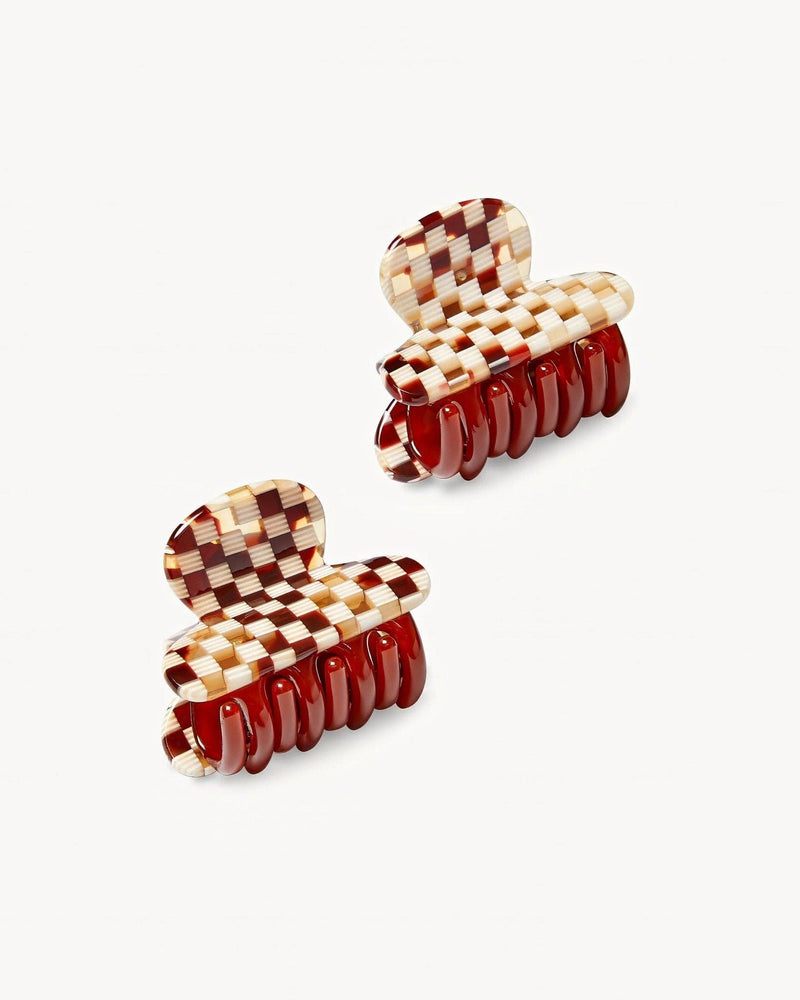 Twin Heirloom Claws in Tortoise Checker