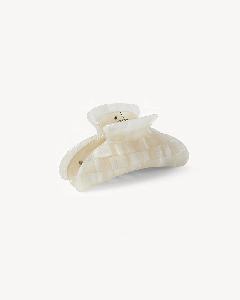 Machete Grande large hair claw clip white shell Italian acetate Made in Italy boutique boston sowa gift shop

