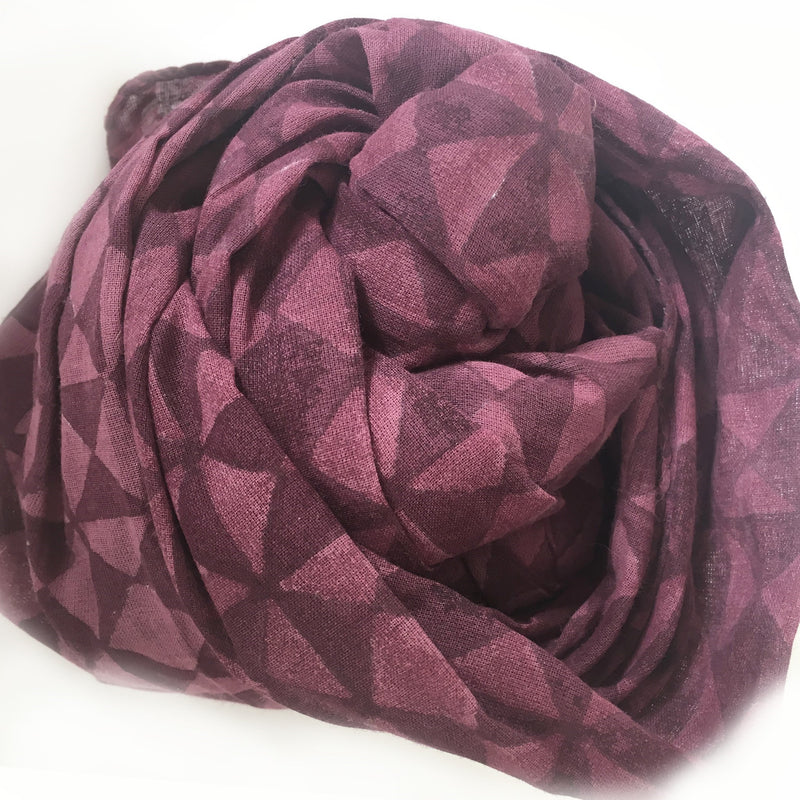 Organic Cotton Block Printed Scarf - Rose Butterfly