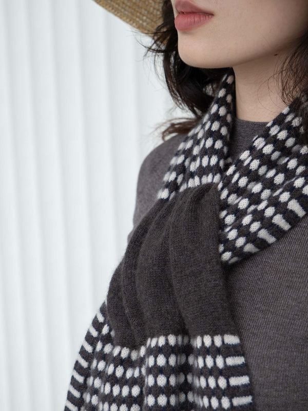 Dot Cashmere Pull Through Scarf - Cacao