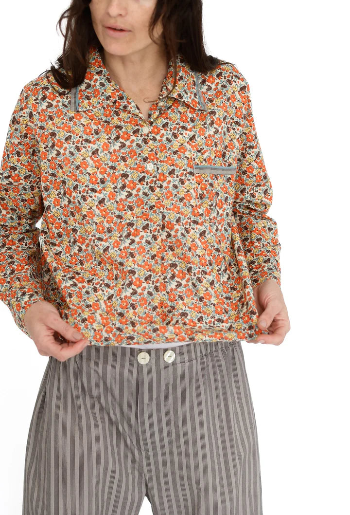 Person wearing a floral patterned shirt with long sleeves on a white background

Domi pullover shirt organic cotton pjs pajamas sleepwear loungewear shop boston sowa boutique store gift