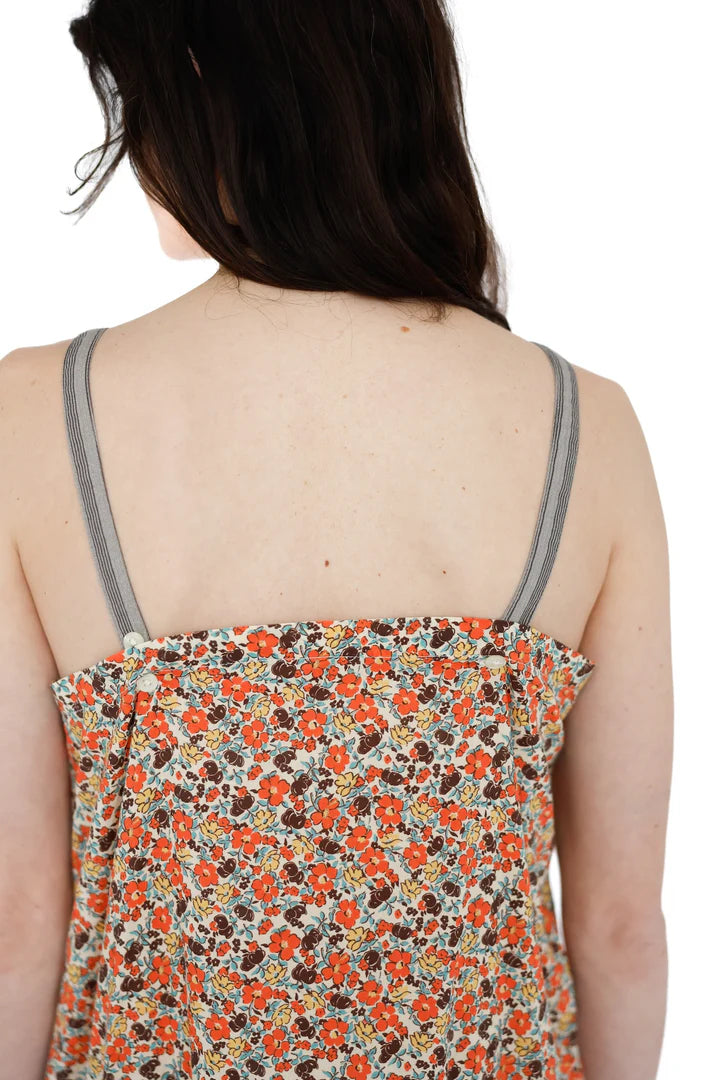 Woman wearing a floral dress with thin straps on a white background

Domi slip dress nightgown organic cotton pjs pajamas sleepwear loungewear shop boston sowa boutique store gift

