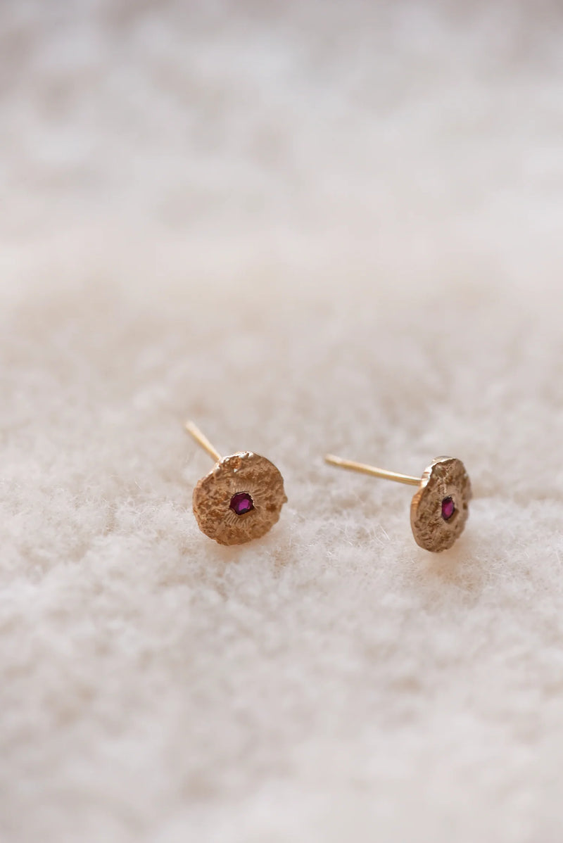 864 Design Brass ruby small studs earrings Shop boston SoWA boutique gift shop gift store