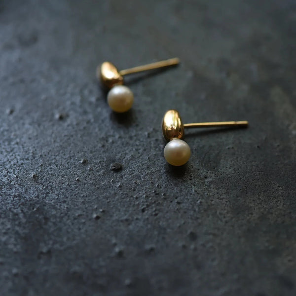 864 Design Brass freshwater pearl small studs earrings Shop boston SoWA boutique gift shop gift store