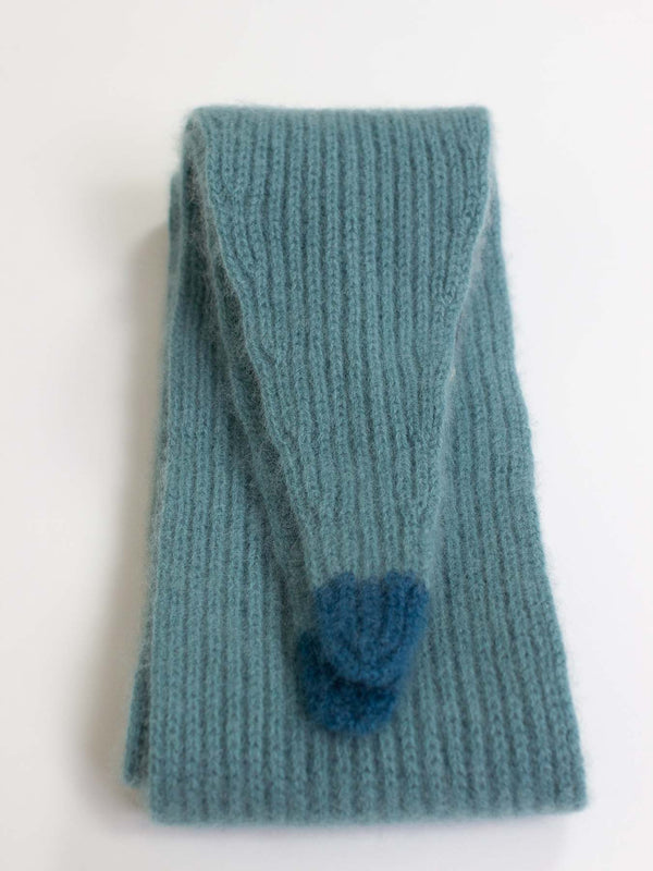 Cashmere Taper Scarf - Soft Blue with Teal Tips