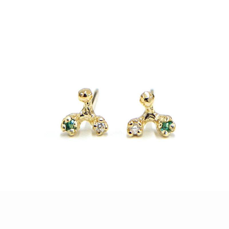 n+a new york jewelry emerald diamond stud earrings 14k recycled gold handmade in brooklyn NYC shop Boston sowa gift store boutique sustainable