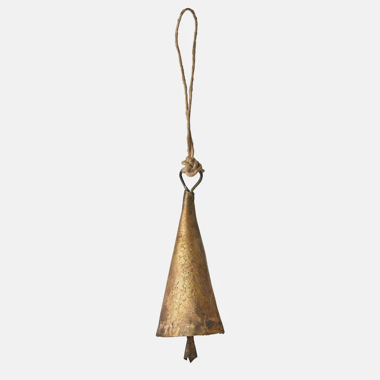 Fog Linen brass pointed bell ornament. Made in India. Shop Boston SOWA holiday