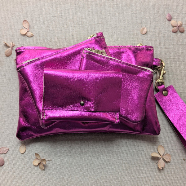 Small Pouches and Wallets - Metallic Pink