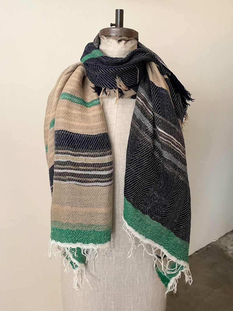 Tamaki Niime wool cotton small root shawl scarves Made in Japan Shop Boston