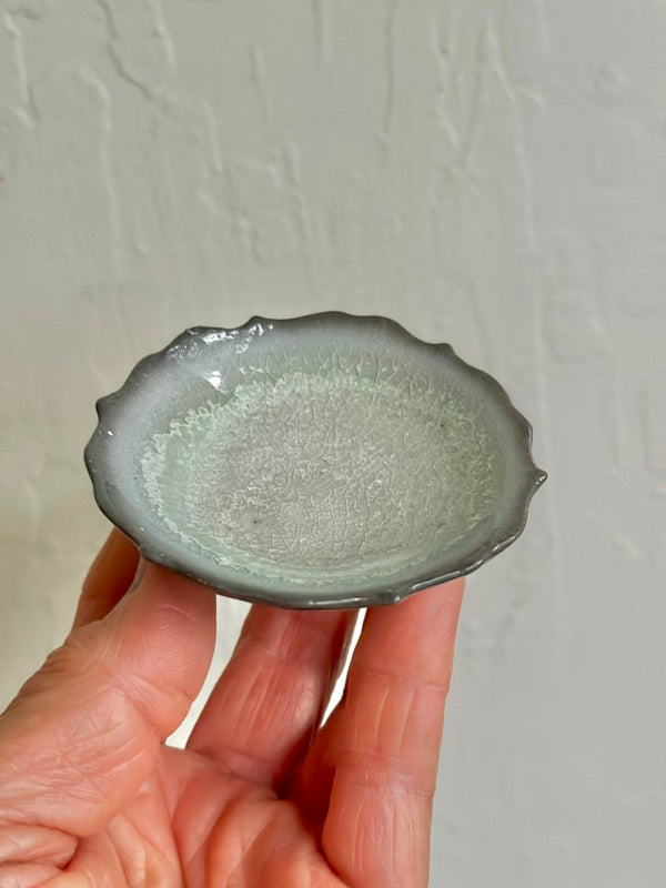 Tsuchikara Pottery handmade ceramic soda fired tiny mini saucer plates sowa boston pottery gift shop boutique 