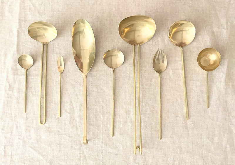 Japanese brass dinner fork dessert fork  Hand forged in Japan Lue small fork kitchen utensil SoWa shop Boston boutique gift store
