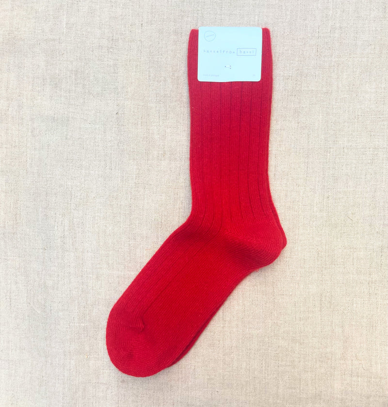 Hansel from Basel Cashmere Ribbed Crew Socks. Boston shop Sowa small business gift store boutique