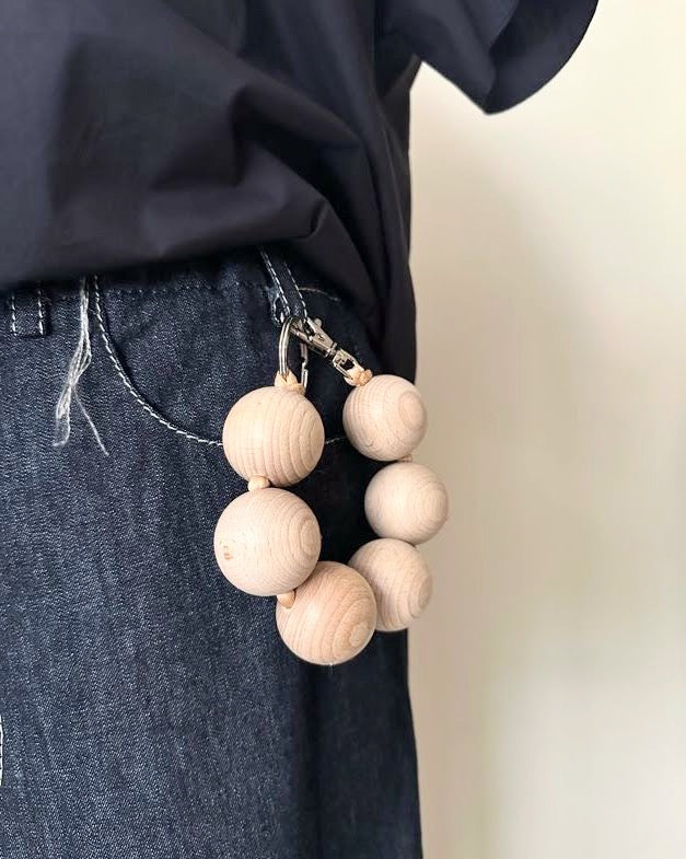 Ina Seifart XL Bead large wooden beaded keychain bracelet wristlet fob holder short handmade gift shop sowa boston fashion accessories independent boutique 