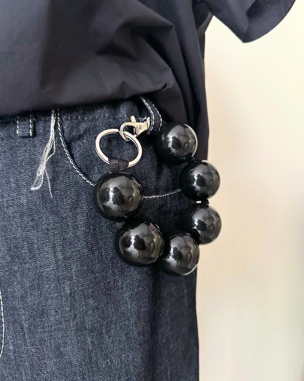 Ina Seifart XL Bead large wooden beaded keychain bracelet wristlet fob holder short handmade gift shop sowa boston fashion accessories independent boutique 