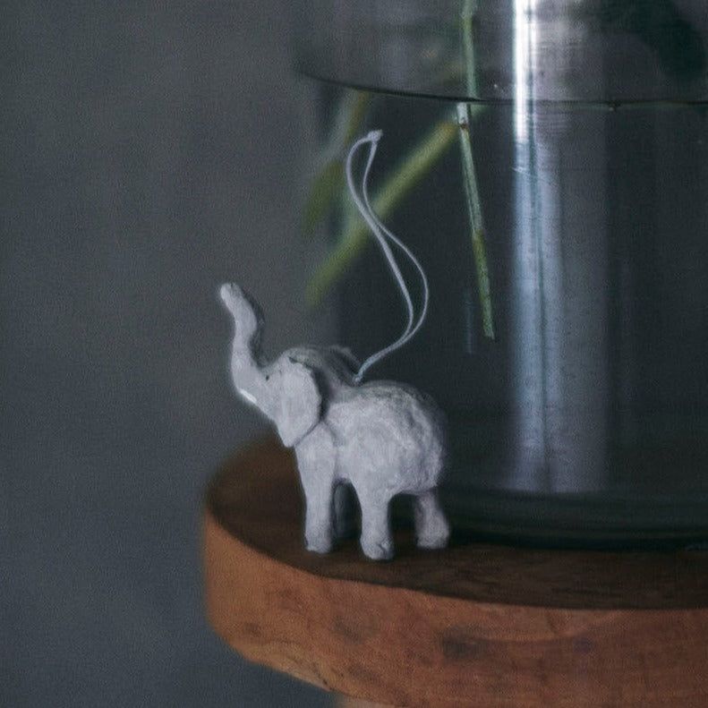 fog linen papier mache elephant ornament recycled paper sustainable gift shop boston boutique store