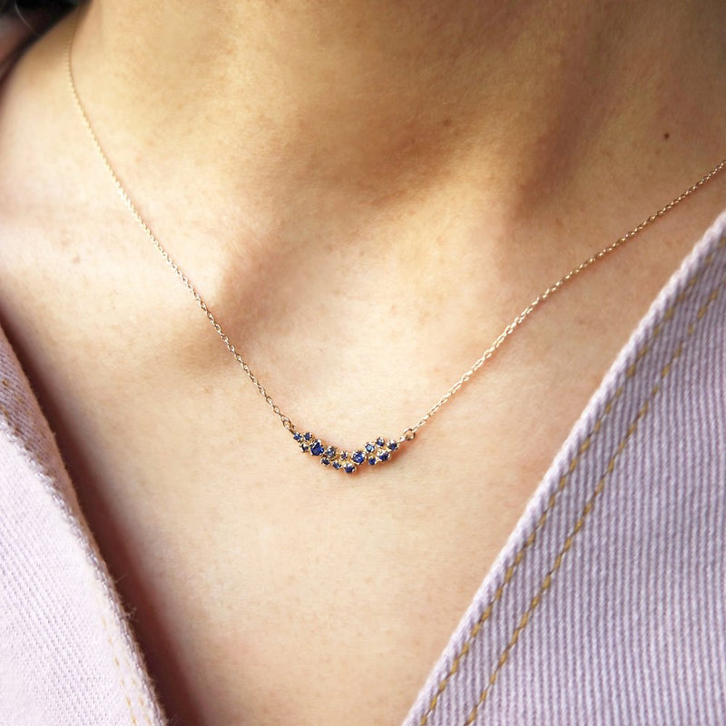 n+a new york jewelry sapphire necklace 14k recycled gold handmade in brooklyn NYC shop Boston sowa gift store boutique sustainable