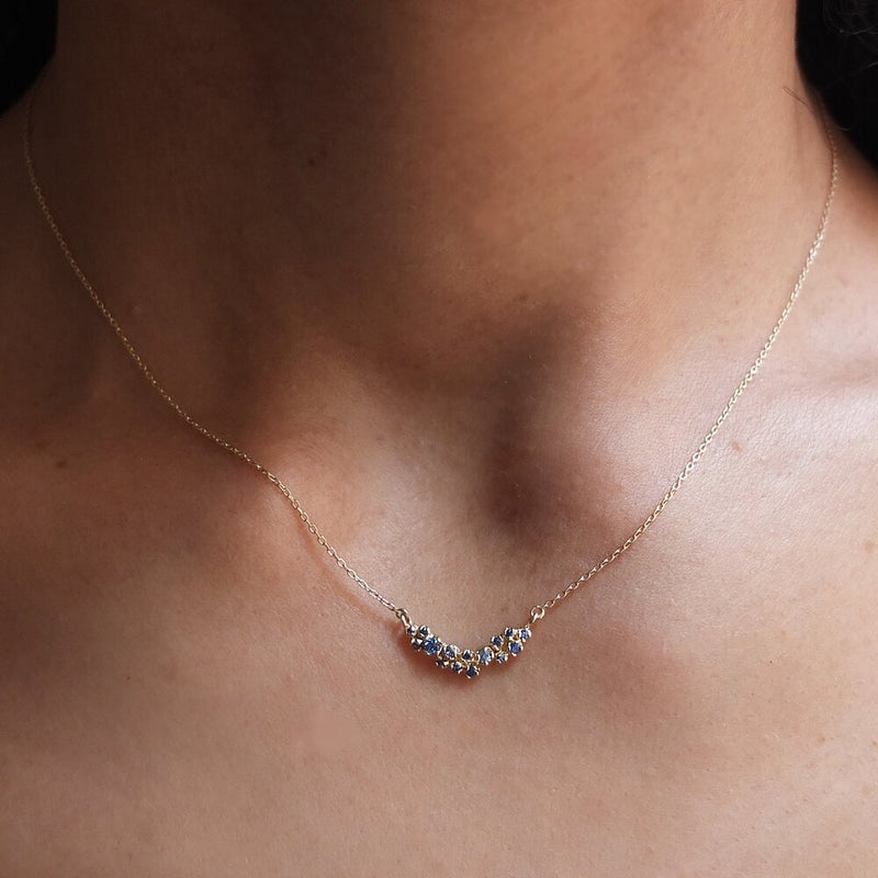 n+a new york jewelry sapphire necklace 14k recycled gold handmade in brooklyn NYC shop Boston sowa gift store boutique sustainable