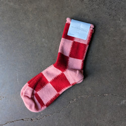 Hansel from Basel Felicity colorblock Valentine Cashmere Crew Socks. Boston gift shop Sowa boutique shop small