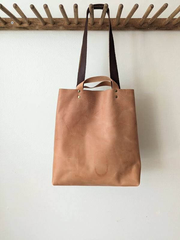 Natural Veg Tan Leather Tote - Unisex - One of a kind